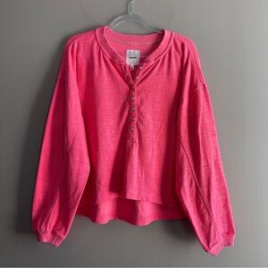 aerie Hot Pink Henley Pullover Top
